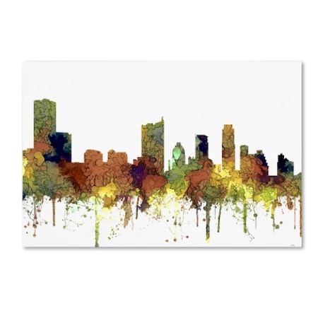 Marlene Watson 'Austin Texas Skyline SG Safari Buff' Canvas Art,12x19